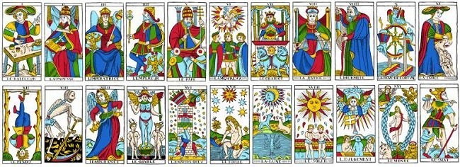 Les 22 lames majeures du Tarot de Marseille
